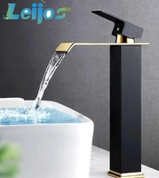 bathroom waterfall basin faucet single lever sink basin faucet cold and hot brass mixer tap black gold white gold chrome