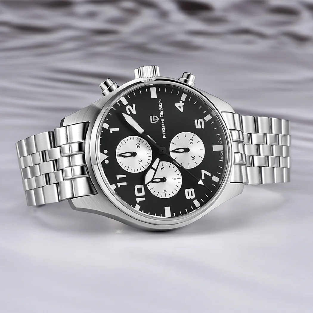 

Часы-Пилот мужские Кварцевые водонепроницаемые из нержавеющей стали с хронографом и сапфировым стеклом, 100 м