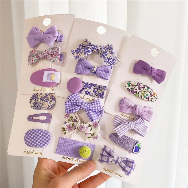 

3 шт./компл. фиолетовые цветные заколки для волос, милые цветочные Овальные Заколки для волос с бантом, BB-зажимы для детей, аксессуары для волос для девочек