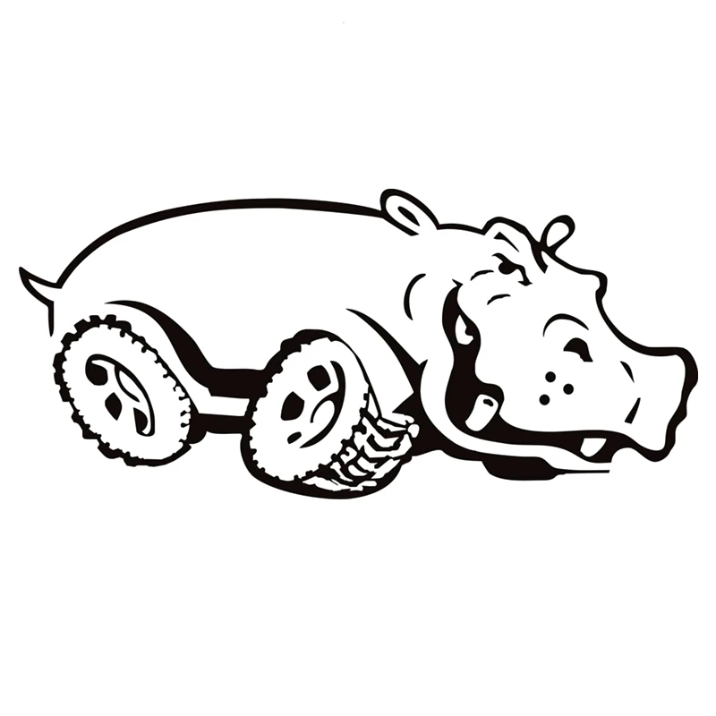 

Hippo die-cut vinyl sticker on JP wheel, waterproof and sunscreen decorative decor on body bumper and rear window, 25cm-12cm