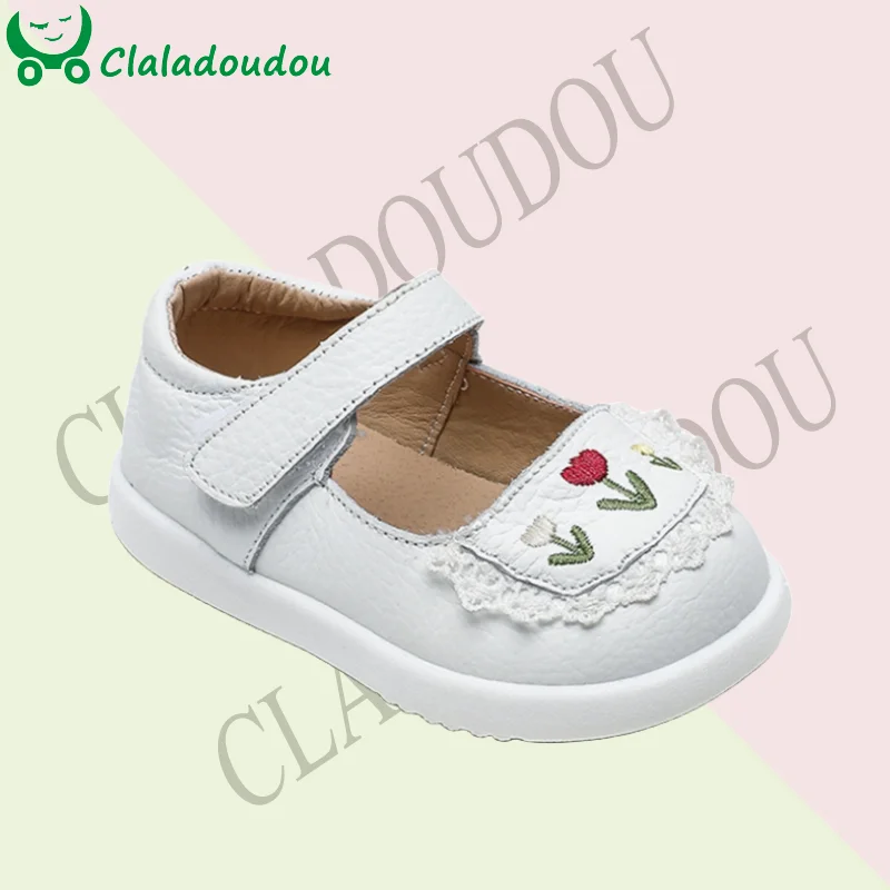 

Новинка 2023, классические туфли из натуральной кожи для маленькой принцессы, милые туфли на плоской подошве с цветочной вышивкой и оборками для маленьких девочек, зеленые