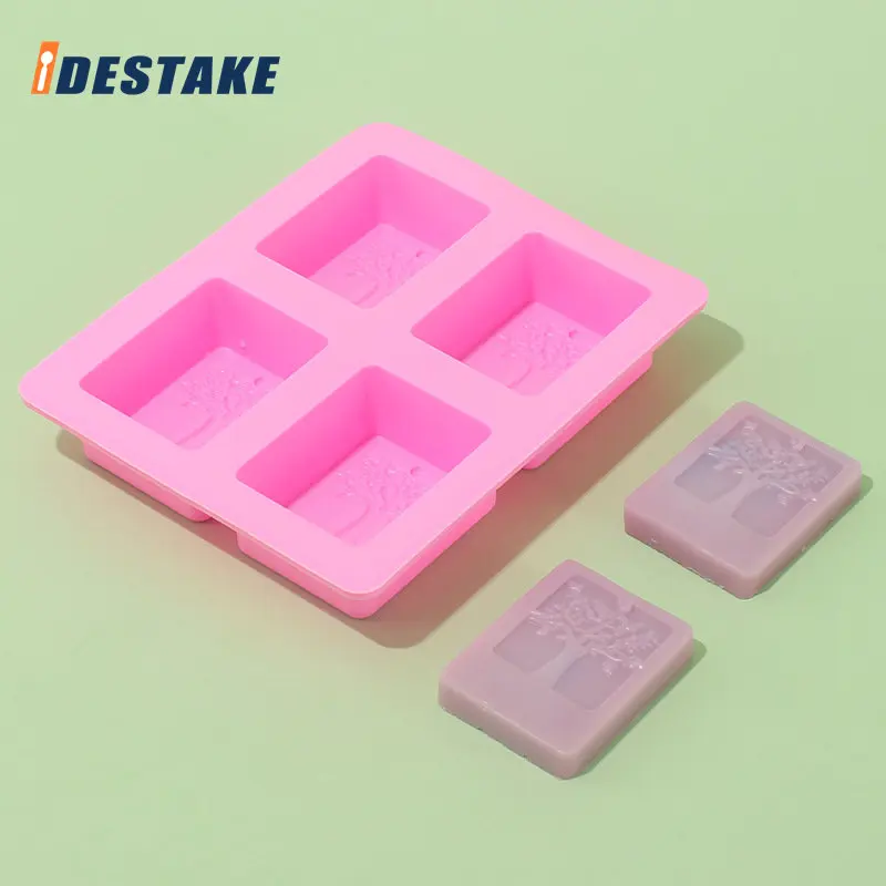 

Tree Printing Handmade Soap Mold 4 Holes Happiness Tree Soap Silicone Mould Pudding DIY Jelly Cake Baking Tools Kitchen Bakeware