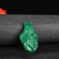 natural green chalcedony hand carved goldfish pendant fashion boutique jewelry men and women necklace gift accessories