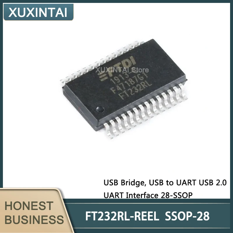 

5Pcs/Lot FT232RL-REEL FT232RL USB Bridge, USB to UART USB 2.0 UART Interface 28-SSOP
