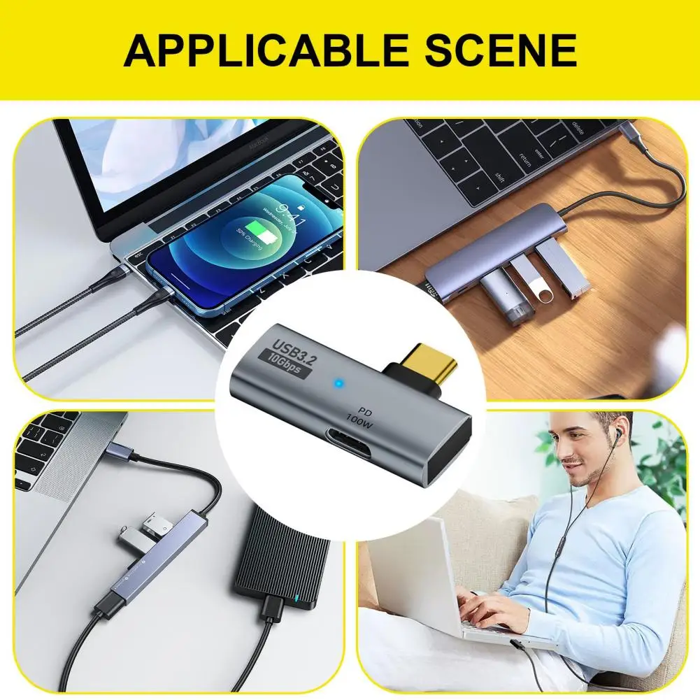 Адаптер USB Type C 2 в 1 для передачи данных и быстрой зарядки 100 Вт