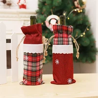 christmas wine bottle covers bag holiday santa claus champagne bottle cover red merry christmas table decorations for home