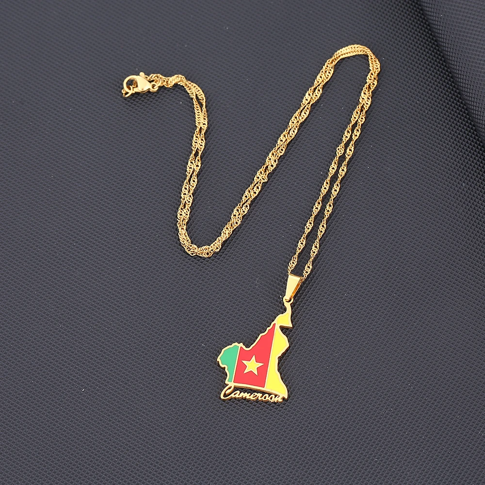 Модное ожерелье из нержавеющей стали с картой Камеруна для мужчин и женщин