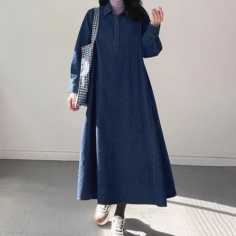 Женское однобортное платье в корейском стиле