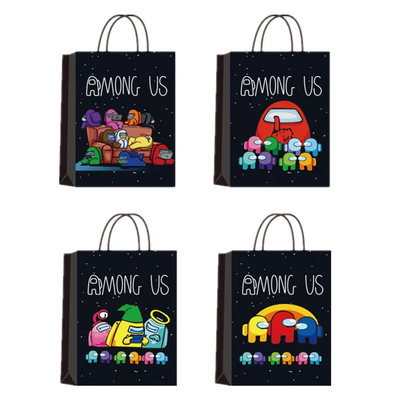 

4pcs/lot Among us Bags Game Theme Gift Bag Candy Paper Bag Birthday Anniversaire Party Decor Kids Toy Among Decoration Supplies