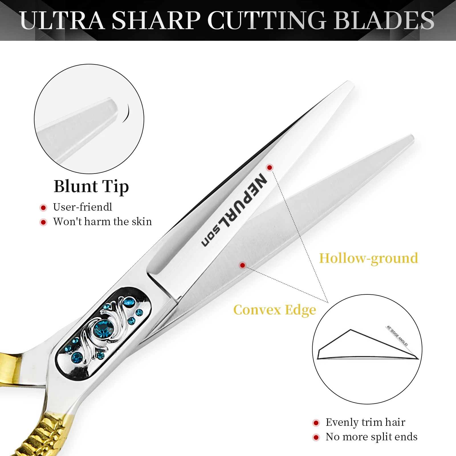 6 0 дюймовые полузолотые полусеребряные ножницы для волос плоская челка зубов