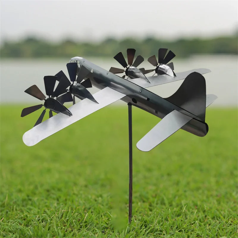 

B-29 Super Fortress Aircraft Wind Spinner Metal Windmill Wind Energy for Yard Cool Decoration for Outdoor Garden Sculpture E2S