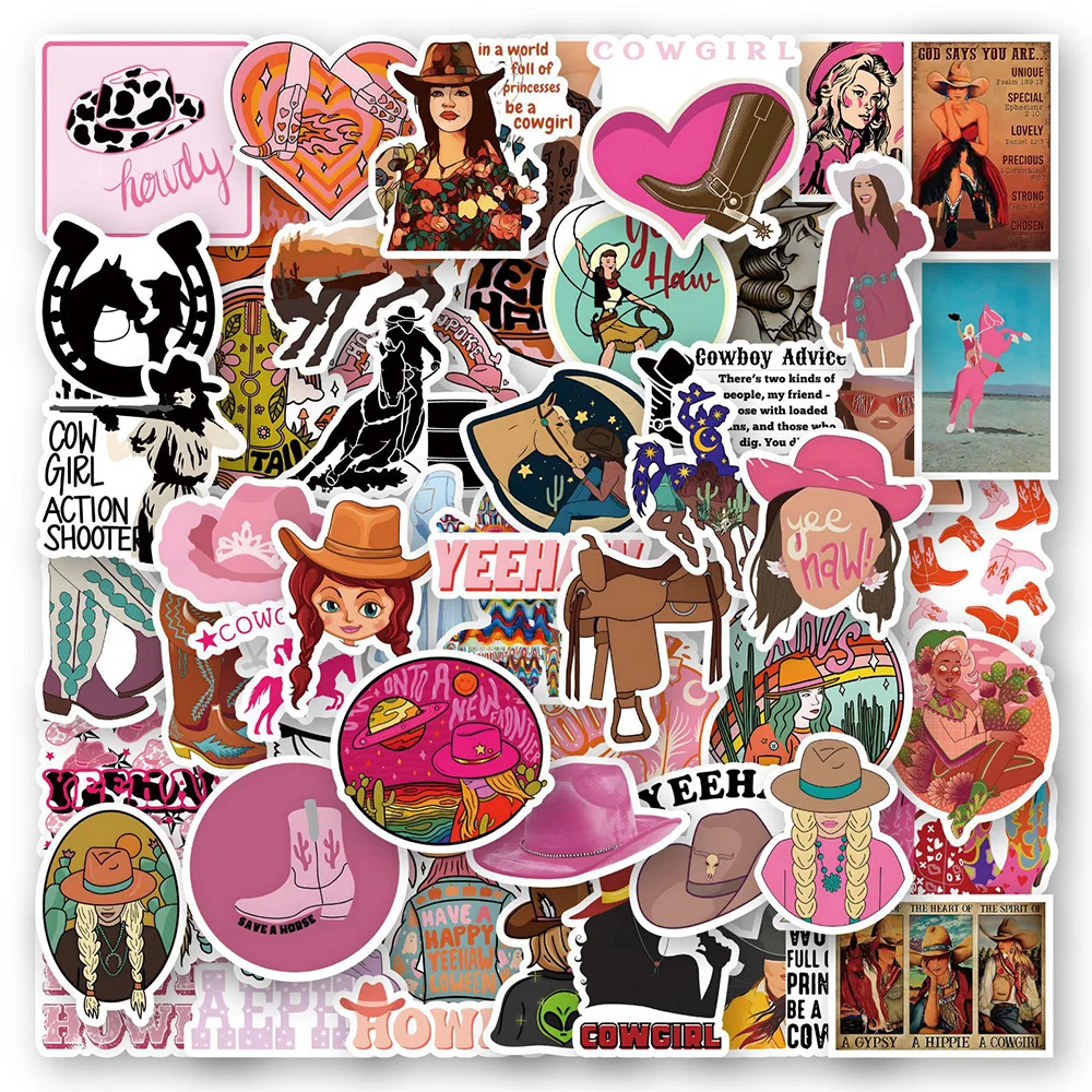 

10/30/50pcs American West Wild Cowgirl Stickers Graffiti Decals DIY Phone Laptop Motorcycle Luggage Waterproof Cool Sticker Pack