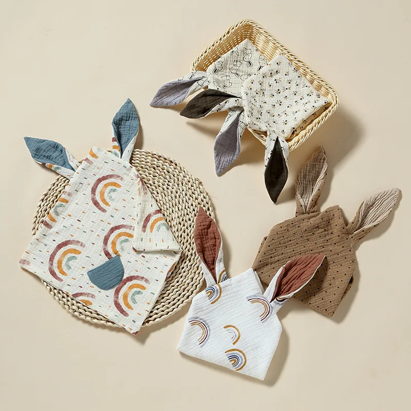 

Успокаивающее полотенце для младенцев, импортная кукла-Ниблер из чистого хлопка для сна, артефакт для сна, ручная кукла-марионетка с кроличьими ушками