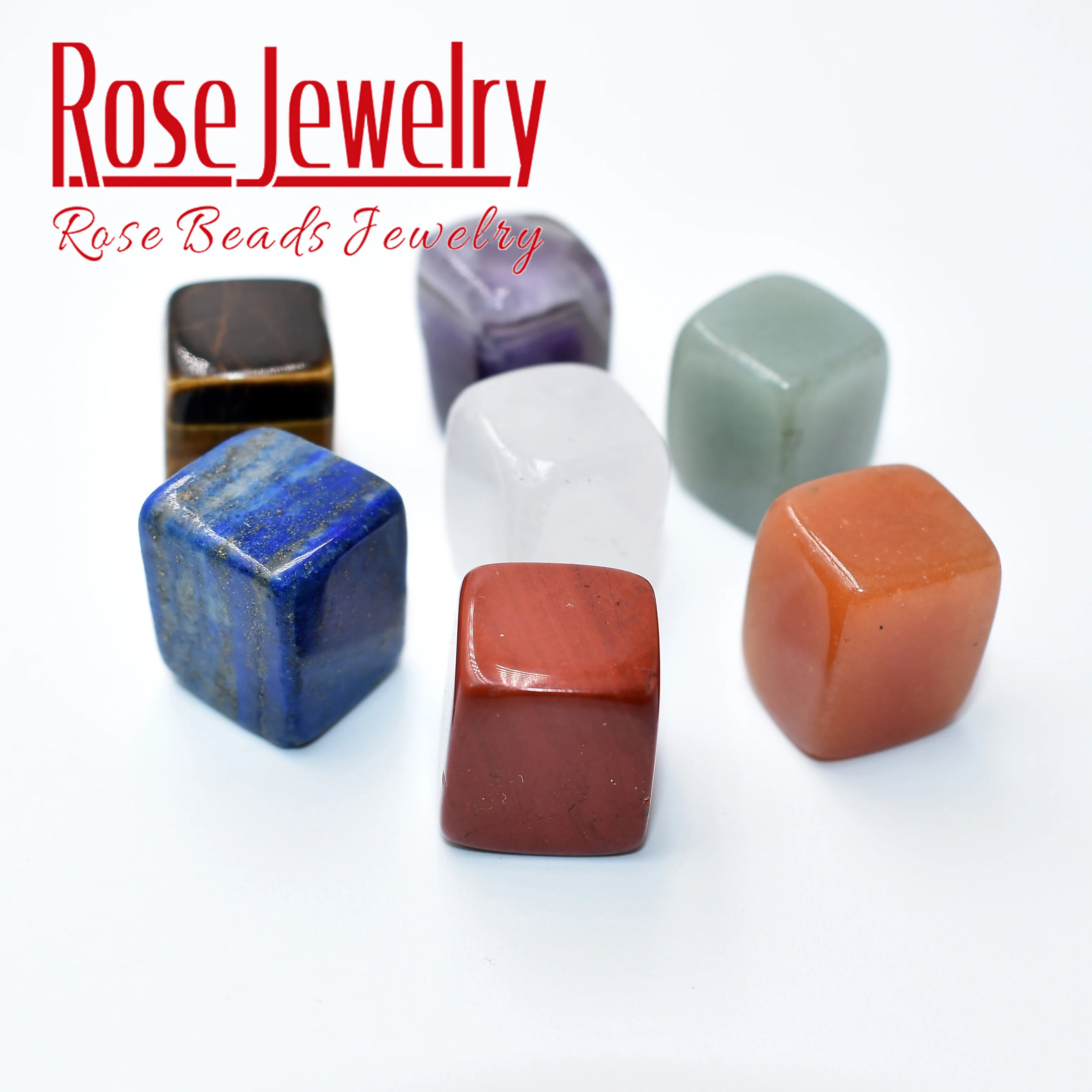 Natural lapis lazuli Amethyst Tiger Eye Crystal Stone Beads Square Chakra Tumbled Stone Healing Crystal Rock Mineral Beads 7Pcs