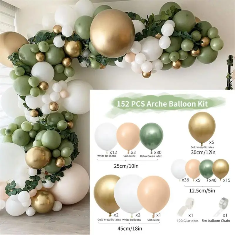 

Balloon Chain Suit Garland Decoration Creative Safe Balloon Arch Kit Thick Balloons Wedding Birthday Balloon Vintage Bean Green