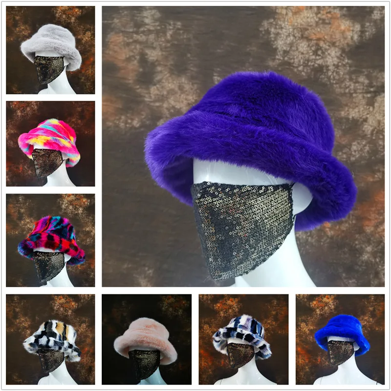 

Autumn and Winter New Imitation Fur British Bucket Hat Women's Warm Fisherman Hat Fashion Casual Plush Top Hat
