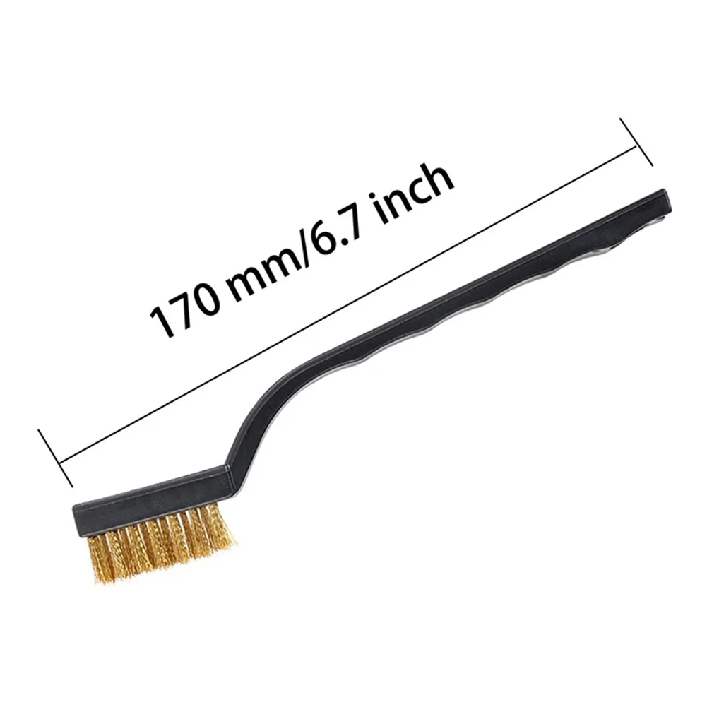 

Hand Tools Cleaning Brush Brass Wire Brushes 17cm Brass Wire Brushes Cleaning Welding Slag Plastic Handle Rust-Remover Tool 5pcs
