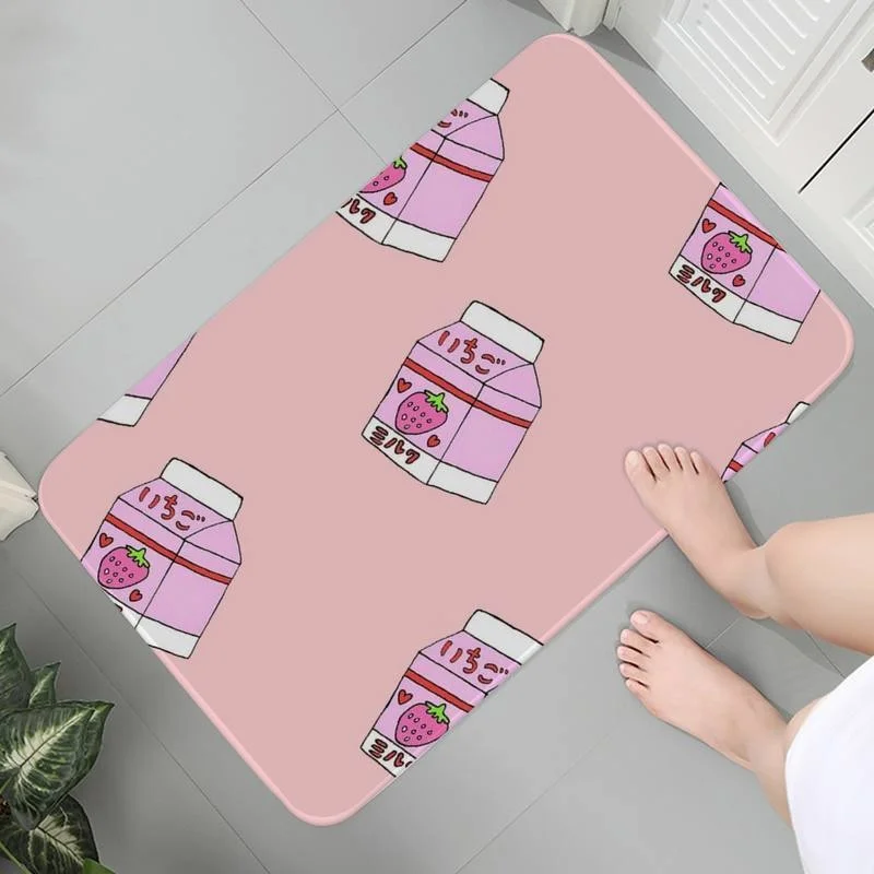 

Rug Carpet Washable Anti-slip Kitchen Mats Children Crawling Bathroom Strawberry Milk Kawaii Prayer Rug Mat bedside Lounge Rug