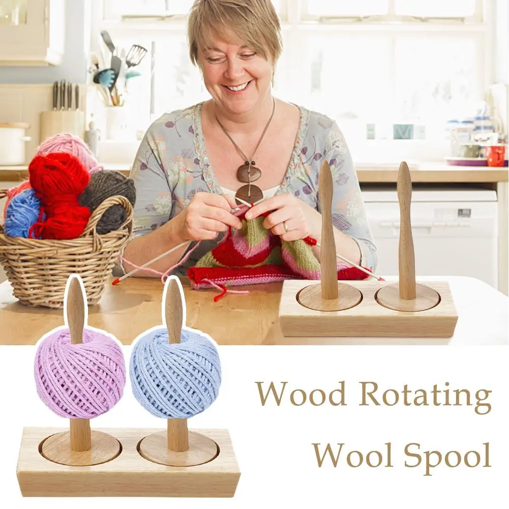 

Beech Wood Rotating Wool Spool Holder Wooden Yarn Dispenser Winder Efficiency Knitting Improve Sewing Yarn Spool Thread Spi H9n5