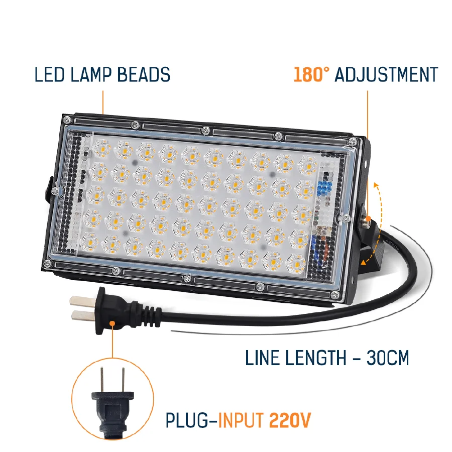 

50W External Lighting Led Flood Light AC 220V Outdoor Spotlight IP65 Waterproof Street Lamp Garden Light Outdoor Led Flashlight