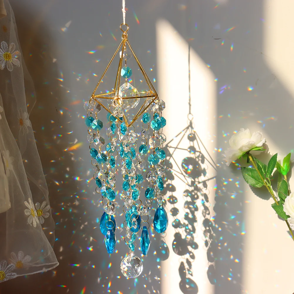 

Crystal Wind Chimes Hanging Window Prisms Suncatcher Ornament Rainbow Maker Glass Crystal Jewelry Pendant Home Garden Decoration
