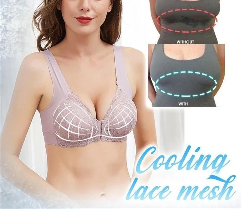 Бесшовный бесшовный бюстгальтер с передней пряжкой кружевной красивое нижнее