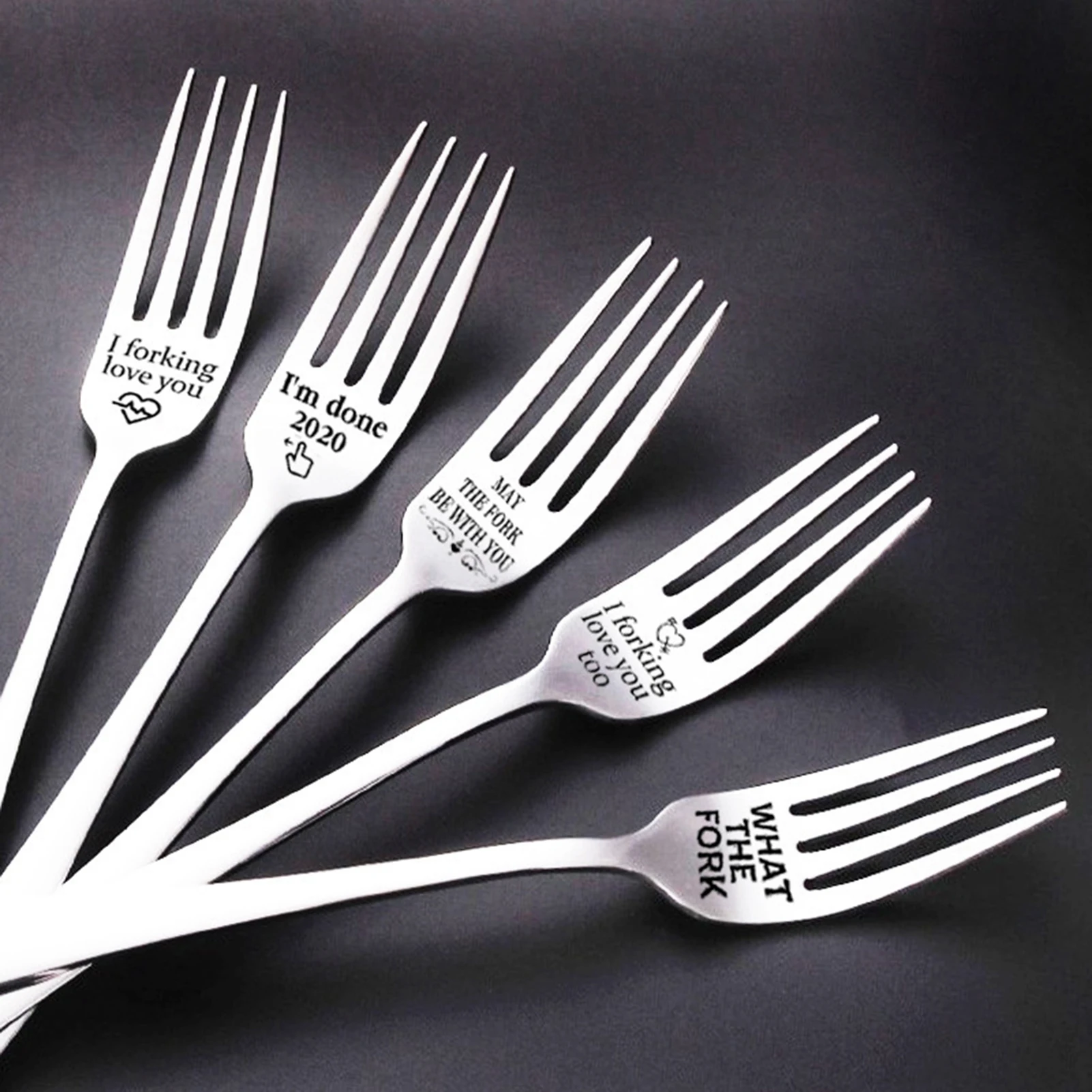 

Engraved Message Stainless Steel Fork BAP Free Food Grade Silver Forks Birthday Wedding Christmas Gift NIN668