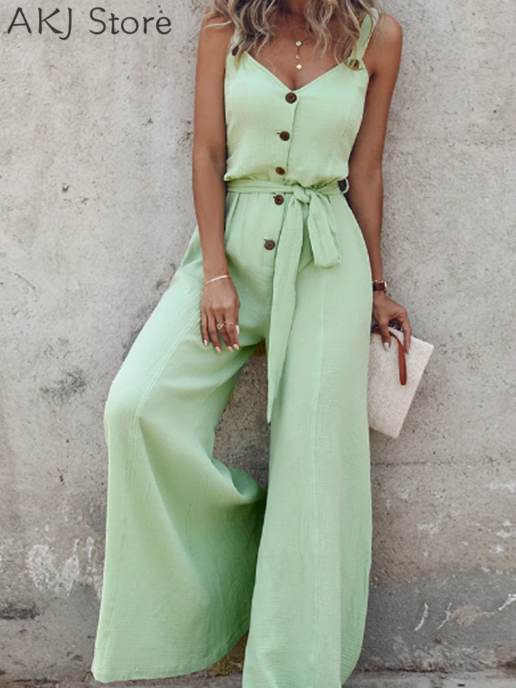 Женские комбинезоны на пуговицах с широкими штанинами элегантный комбинезон