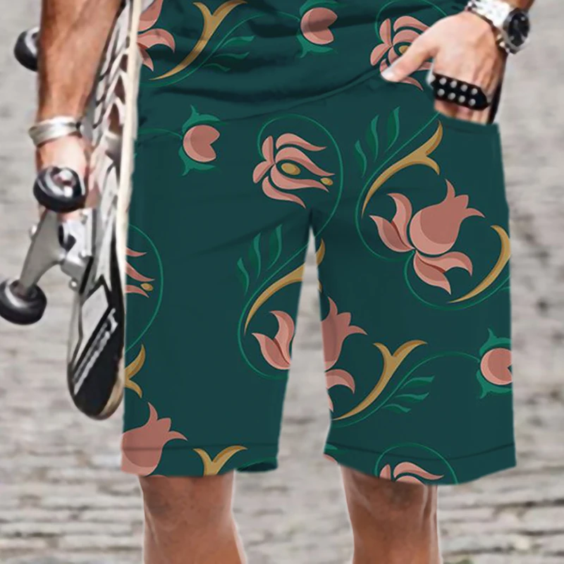 Men's Shorts Cool Abstract Pattern Casual Streetwear Harajuku Beach Man Oversized Mens Clothing Comfortable Summer Loose Fashion