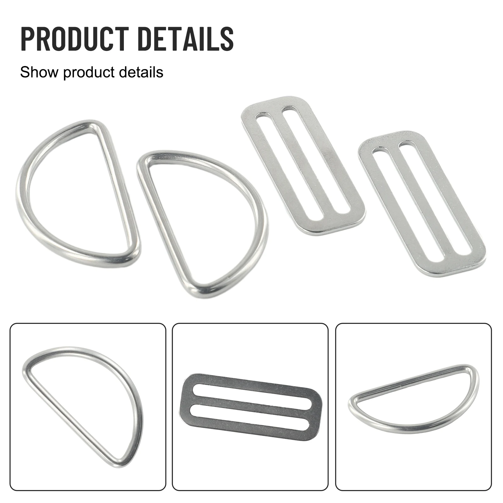 

Buckle D Ring 2\\\"/5cm Anti-corrosion Silver Stainless Steel Universal Lightweight Portable Scuba Diving Durable
