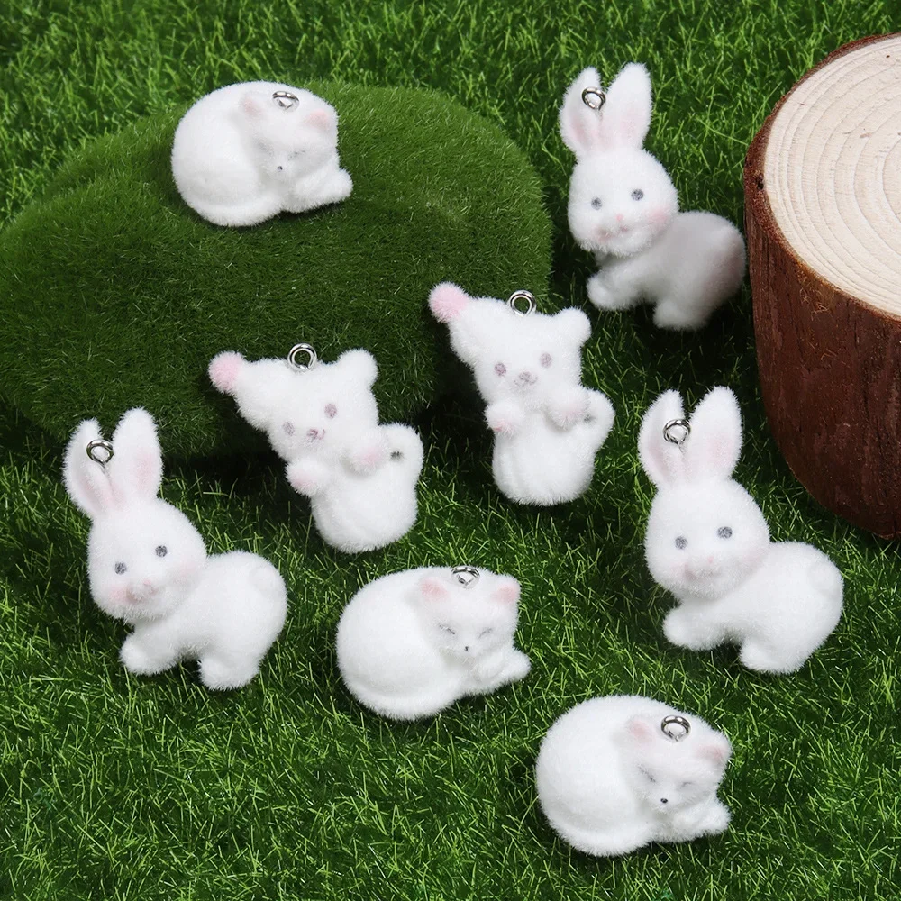 20 шт. 3D Милые флокированные искусственные животные из мультфильма полимерные