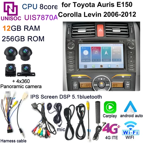 Автомагнитола для Toyota Auris E150 Corolla Levin 2006 2007 2008 2009 2010 2011 Carplay 4G GPS DSP автомобильное стерео радио Android стерео