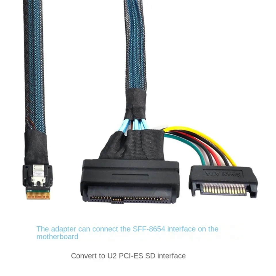 SFF 8654 4i Slimsas To SFF 8639 жесткий диск кабель SSD NVME U.2 с 15-контактным кабелем питания SATA
