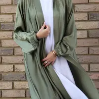 Eid Open Abaya Dubai Ramadan Muslim Hijab Dress Kaftan Bubble Satin Abayas for Women Islam Clothes abaya Kimono Femme Musulmane 1
