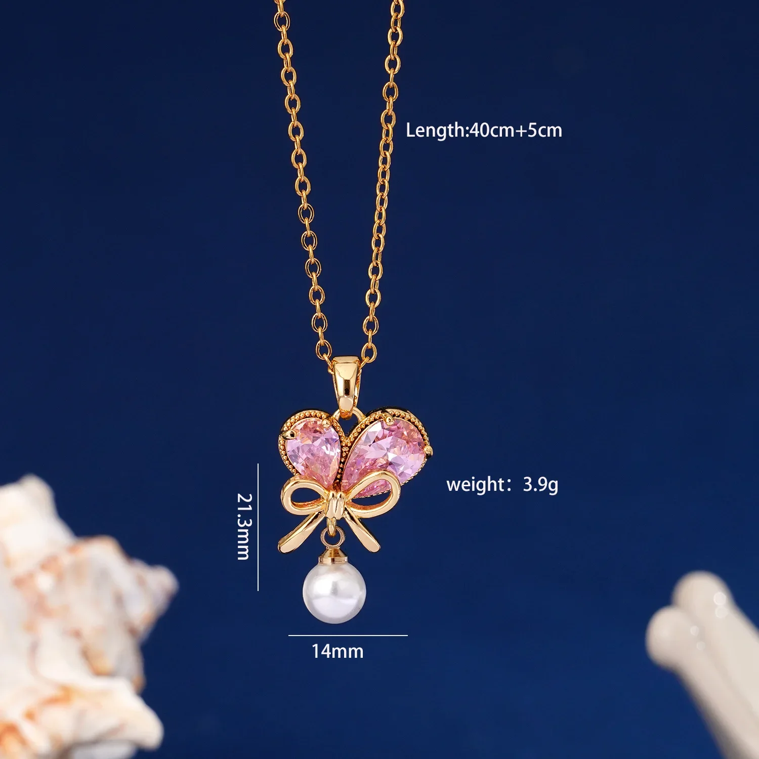 Модное ожерелье с подвеской в виде сердца жемчуга банта из циркония для женщин и