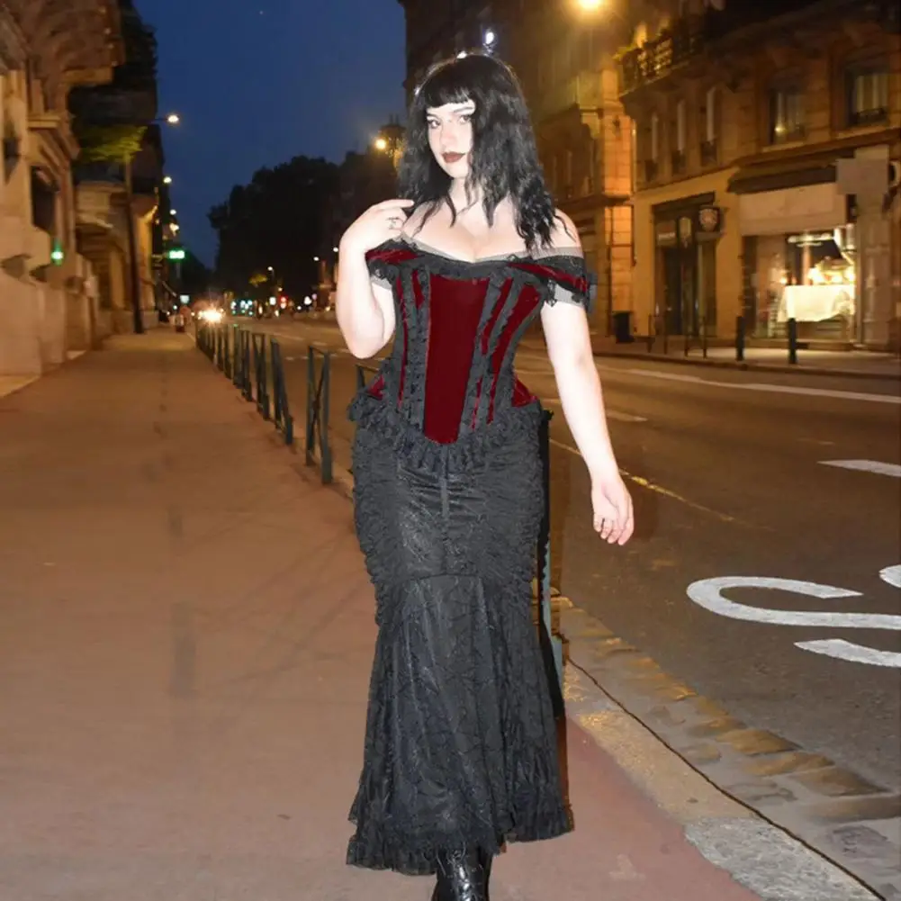 Костюм для Хэллоуина вечерний кружевной корсет топы женщин с открытыми плечами