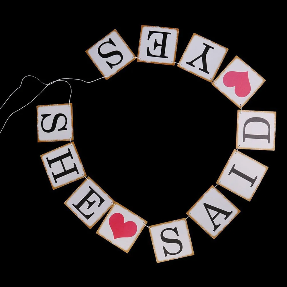 HE ASKED SHE SAID YES украшение для свадебной вечеринки знак памятный черный баннер