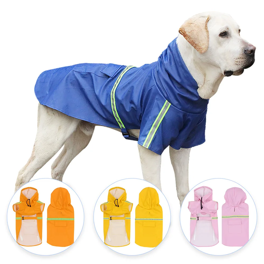 

HZJ Dog Raincoat Jumpsuit Reflective Rain Coat Cloak Labrador For Dogs Pet Golden Retriever Waterproof Jacket S-5XL