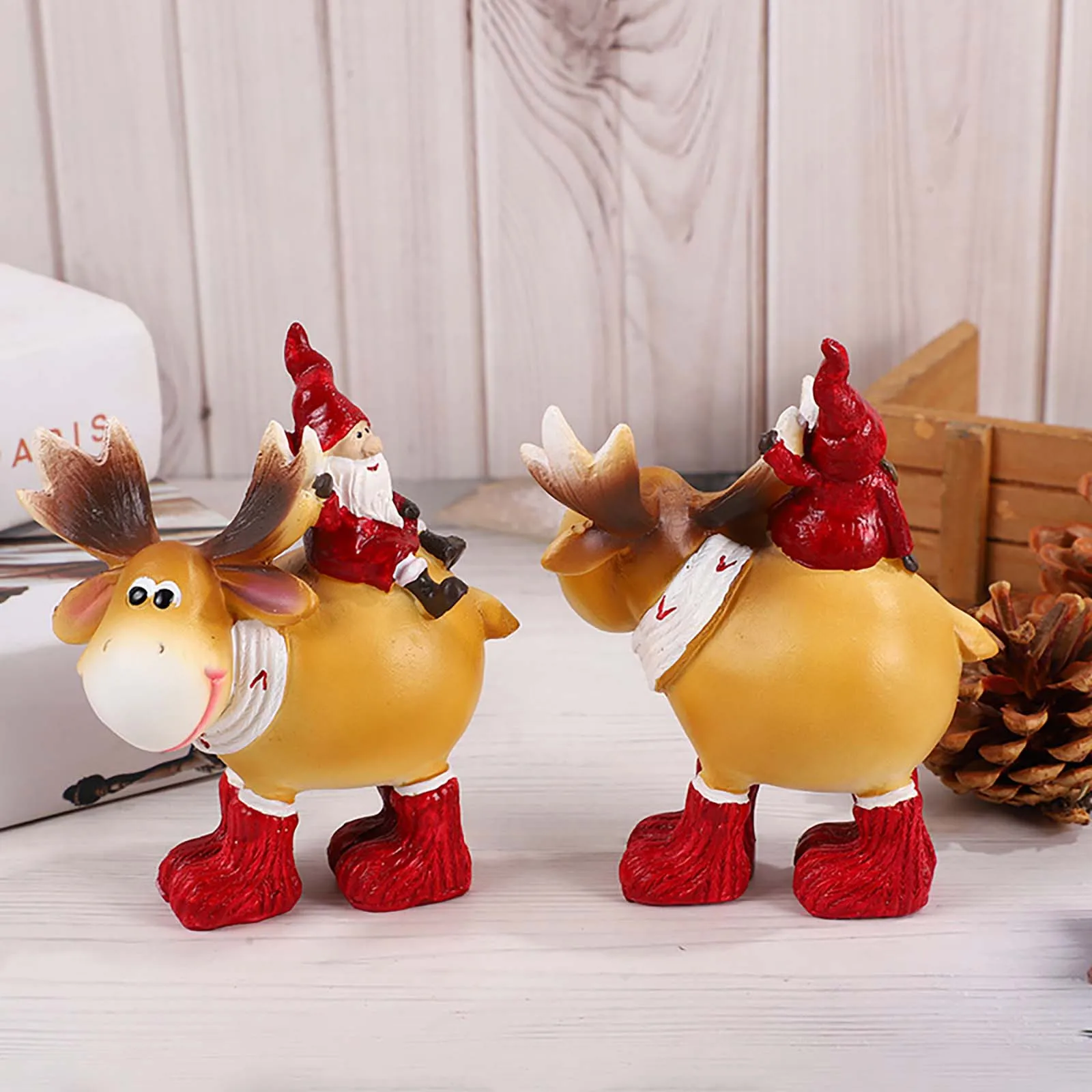 

Christmas Resin Elk Santa Claus Ornaments Merry Christmas Decoration For Home Figurines Miniatures 2023 New Year Xmas Box Decor