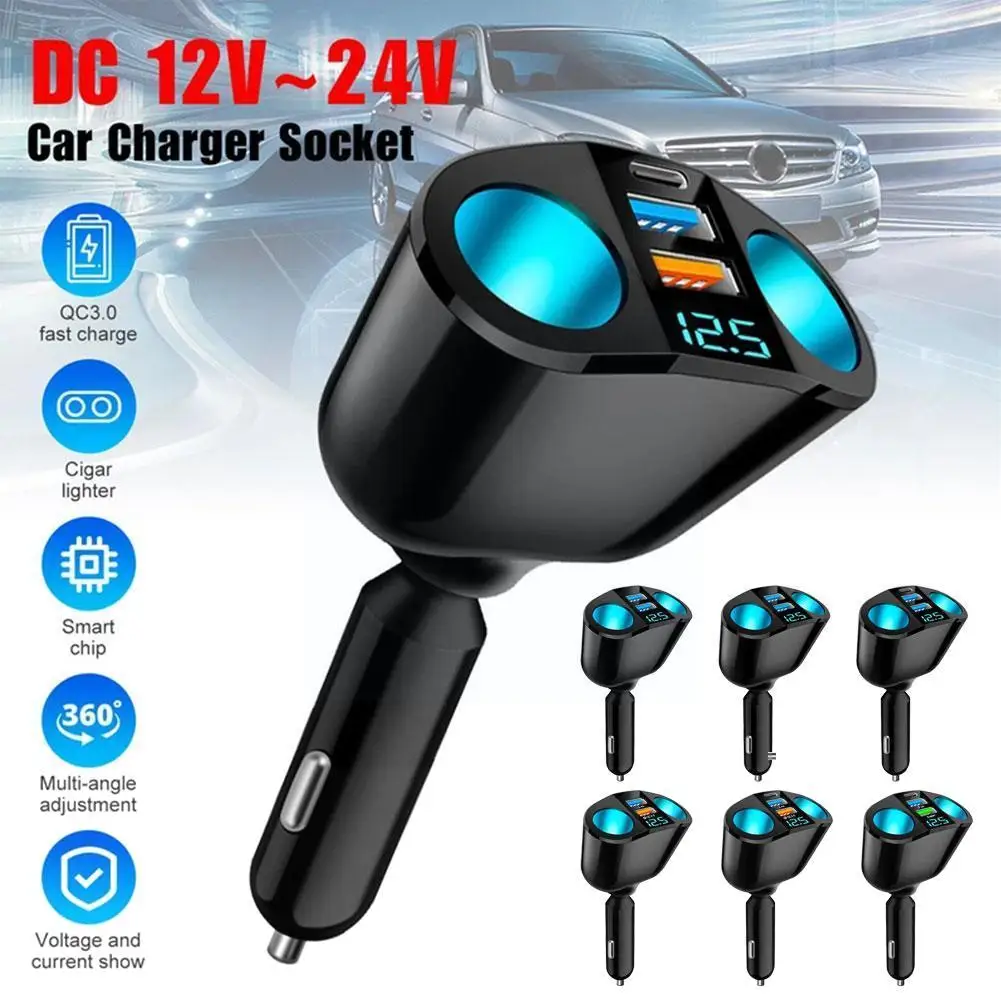 

Автомобильный Универсальный прикуриватель, 12-24 В, 120 Вт, с двумя USB-портами