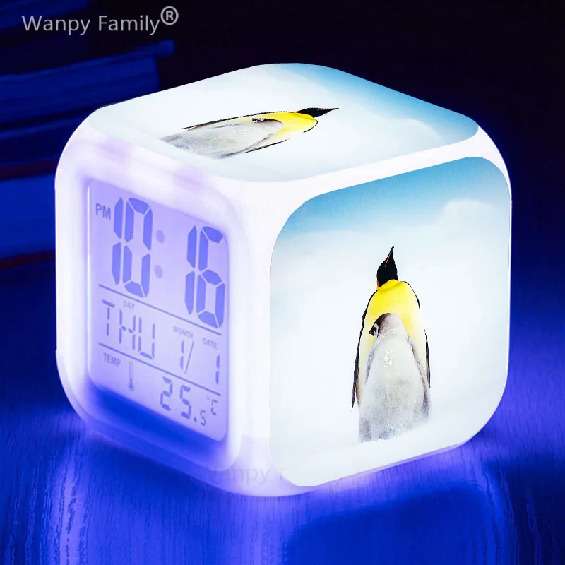 Пингвин Будильник Светодиодный светящийся цифровые часы с большим экраном