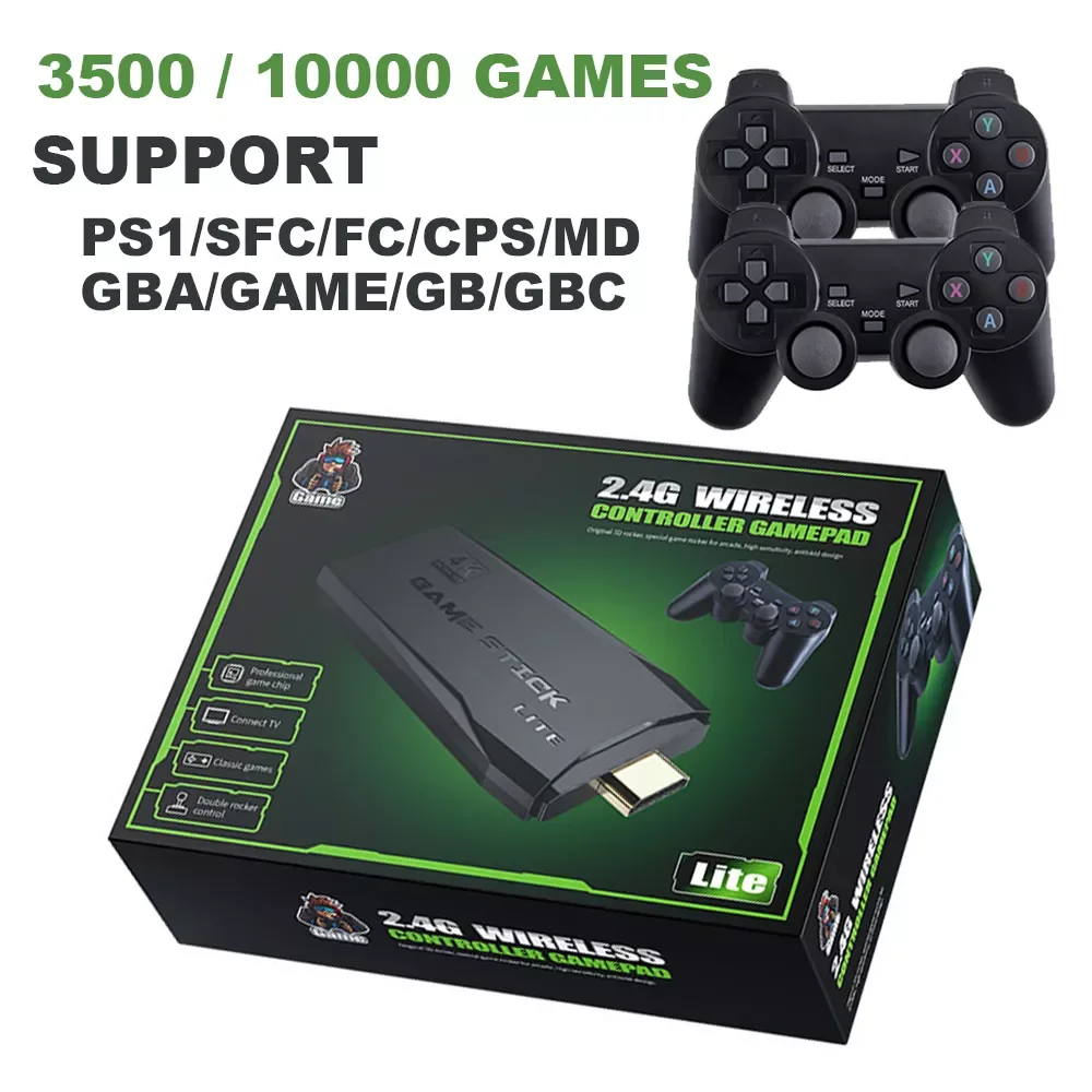 

Retro Video Game Stick console 4k 64G Portable10000 games wireless control Dropshipping wireless classic video game console