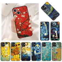 soft phone case for iphone 13 11 12 pro max mini xr xs se 2022 x 8 7 6s plus van gogh starry night shockproof bumper black cover