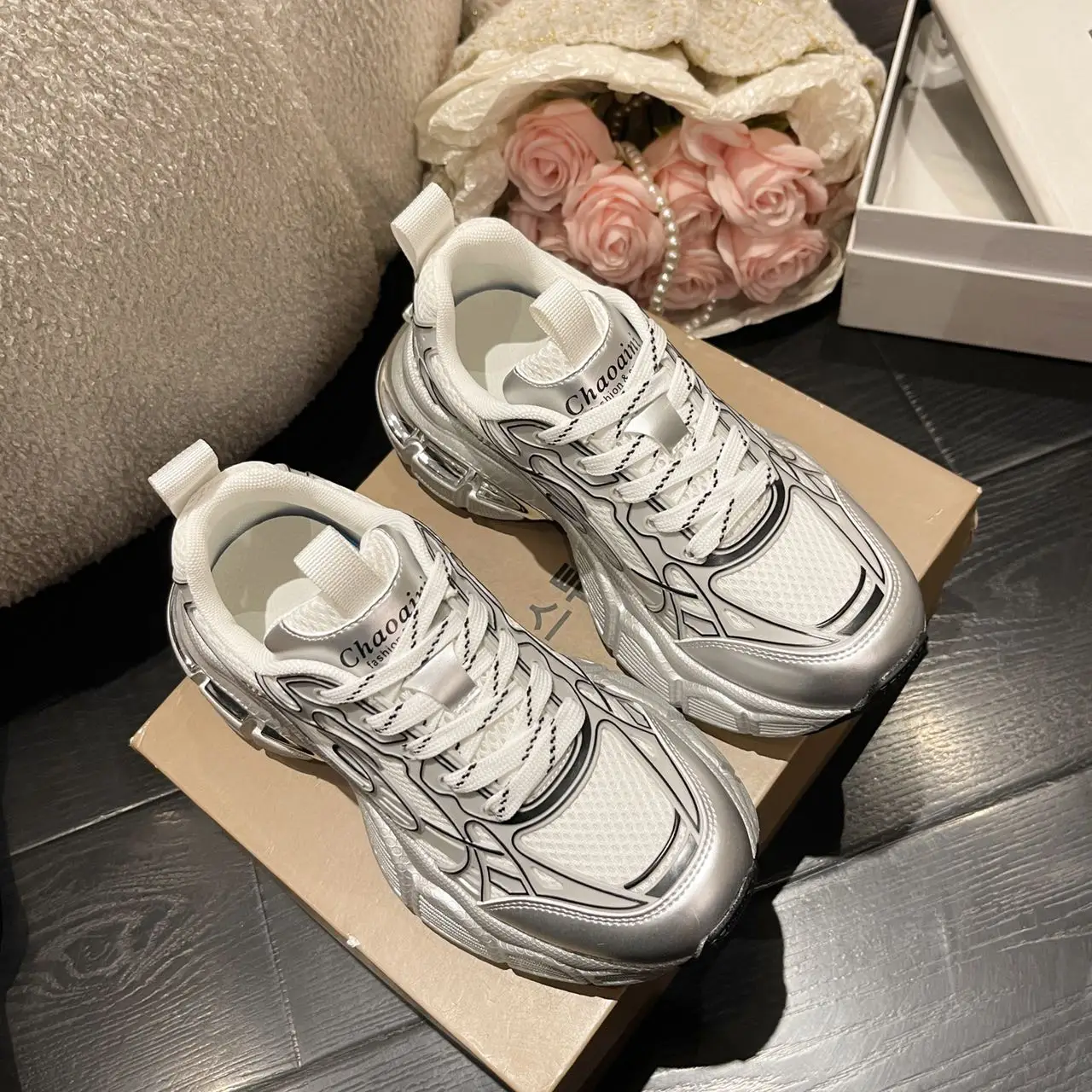 

Женские кроссовки со шнуровкой, на платформе, повседневные прогулочные туфли на плоской подошве, весна 2023