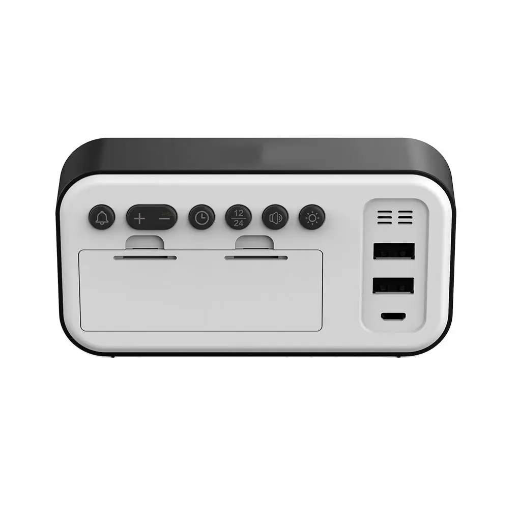 

LED Digital Alarm Clock Mirrored Snooze Time Calendar with Adjustable Lighting Modern Electric Table Clock