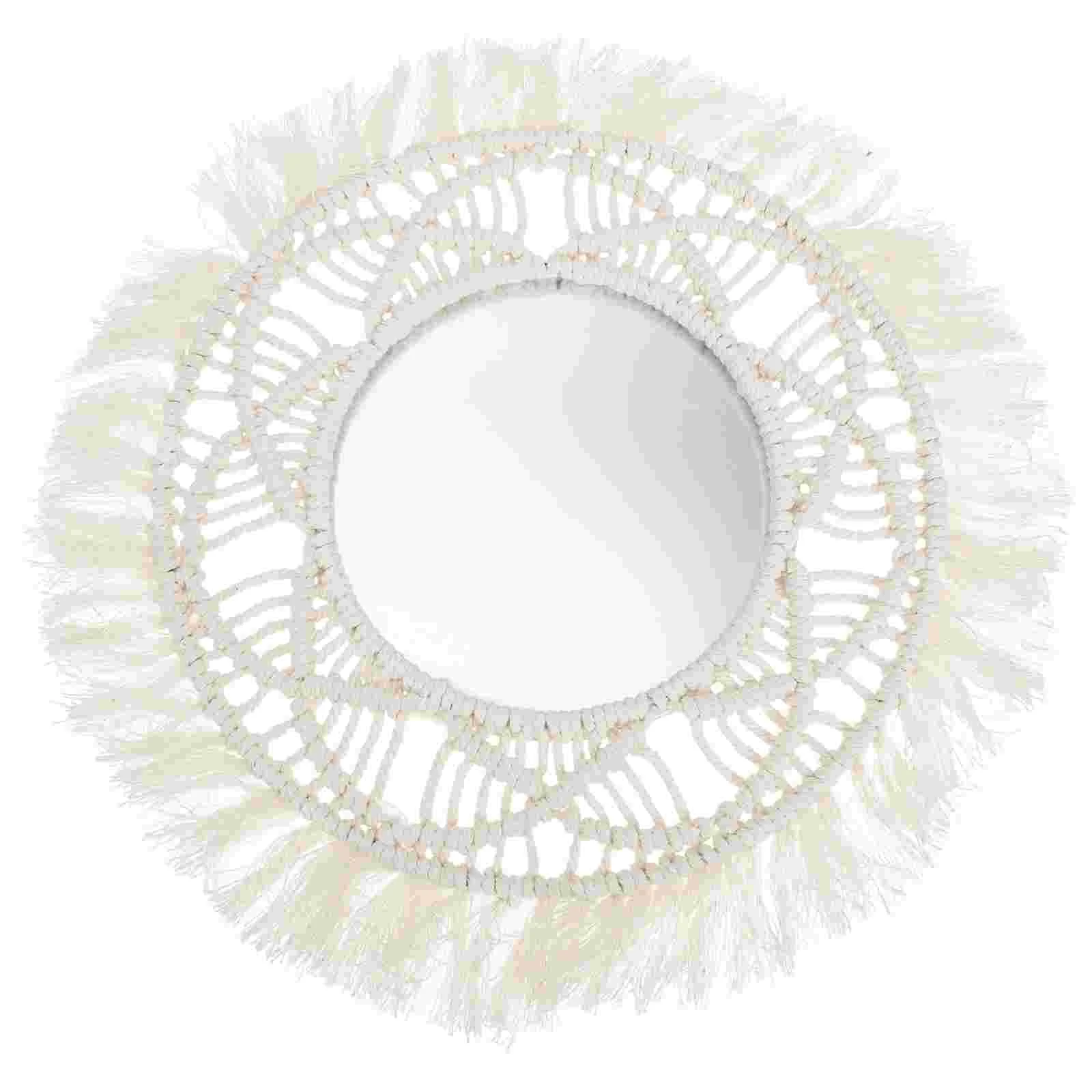 

Mirror Wallmacrame Hanging Decor Round Bathroom Woven Decorative Bohemian Mirrors Fringe Makeup Circle Artmountedw D Rattan