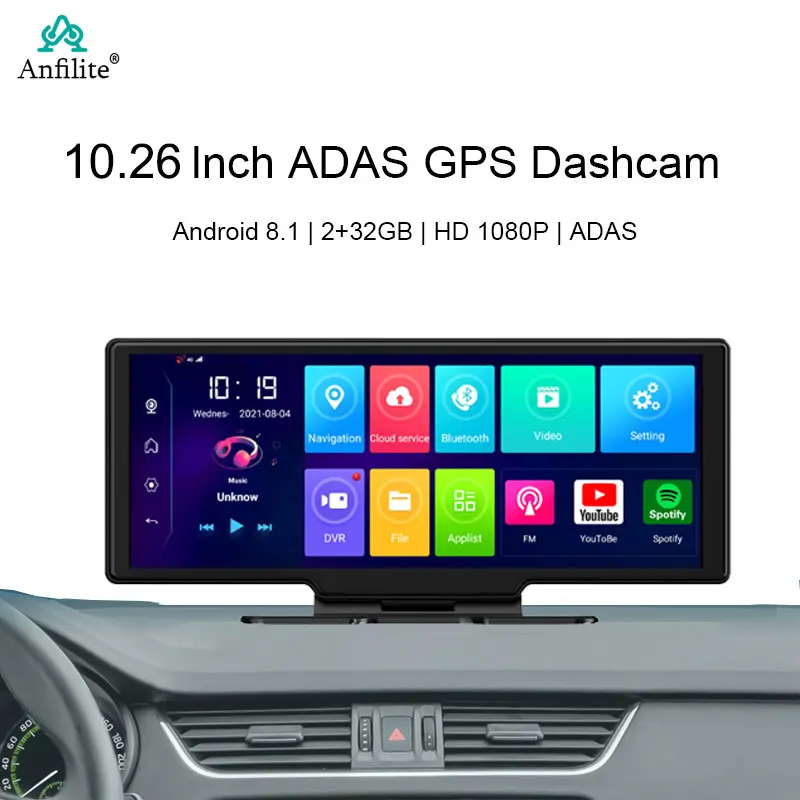 Зеркало-видеорегистратор, 10,26 дюйма, Android 1080, ADAS, 4G, WIFI, GPS, BT, P, ОЗУ 2 Гб, ПЗУ 32 Гб