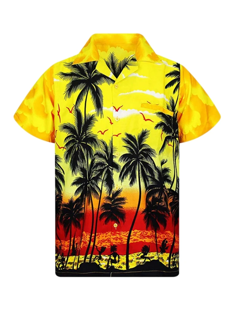 Mens Hawaiian Shirt Casual Short Sleeve Anime Oversized Beach Wind Luxury Man Bright Clothings Y2k Dazn Fashion Cardigan Summer