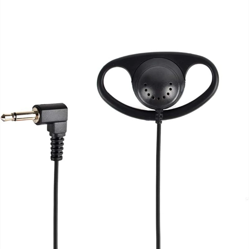 3.5mm Listen Only Earpiece, Soft Rubber D Shape Earhook 1 Pin Headset Earpiece for Two Way Radios Speaker Mics (Pack of 2)