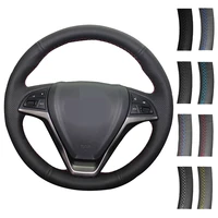 diy car steering wheel cover black hand stitched genuine leather for changan cs15 ev 2016 2018 cs55 2017 2018 cs75 2013 2017